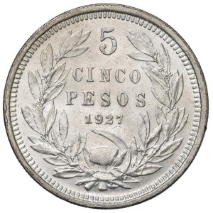 Foreign coins - CILE 5 Pesos 1927 - KM 173 AG (g 25,18)...