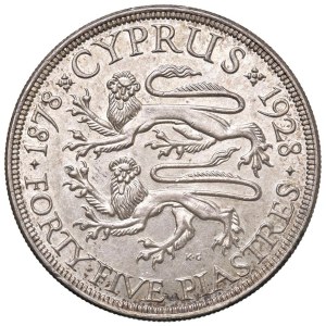 Foreign coins - CIPRO Giorgio V (1910-1936) 45 Piastre 1928 - KM 19 AG ...
