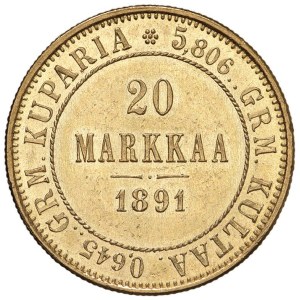 Foreign coins - FINLANDIA 20 Markkaa 1891 - Fr. 2 AU (g 6,46) Minimo co...