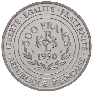 Foreign coins - FRANCIA 500 Franchi 1990 - KM 990a; Fr. 622a Platino (g...