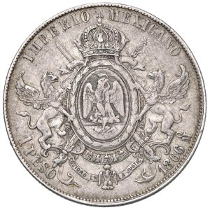 Foreign coins - MESSICO Massimiliano I (1863-1867) Peso 1866 Mo - KM 38...