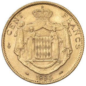 Foreign coins - MONACO Carlo III (1856-1889) 100 Franchi 1886 - KM 99; ...