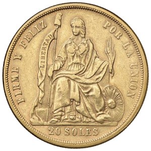 Foreign coins - PERU 20 Soles 1863 - KM 194; Fr. 70 AU (g 32,26)...