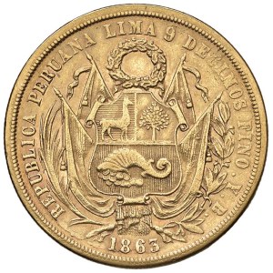 Foreign coins - PERU 20 Soles 1863 - KM 194; Fr. 70 AU (g 32,26)...
