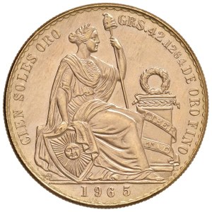 Foreign coins - PERU 100 Soles 1965 - KM 231; Fr. 78 AU (g 46,84)...