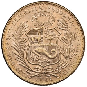 Foreign coins - PERU 100 Soles 1966 - KM 231; Fr. 78 AU (g 46,86) Colpe...