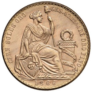 Foreign coins - PERU 100 Soles 1966 - KM 231; Fr. 78 AU (g 46,86) Colpe...