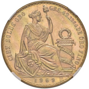 Foreign coins - PERU 100 Soles 1969 - KM 231 AU In slab NGC MS 64 cod. ...