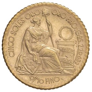 Foreign coins - PERU 5 Soles 1962 - KM 235 AU (g 2,35) 1550 pezzi conia...