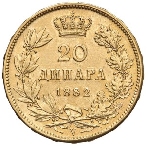 Foreign coins - SERBIA Milan IV (1868-1889) 20 Dinari 1882 - Fr. 4 AU (...