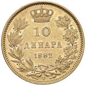 Foreign coins - SERBIA Milan IV (1868-1889) 10 Dinari 1882 - Fr. 5 AU (...