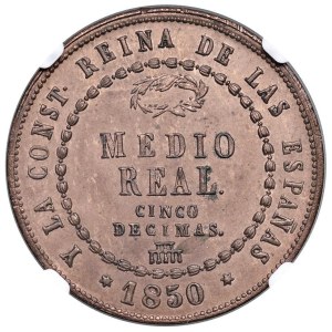Foreign coins - Isabella II (1833-1868) Segovia - 1/2 real 1850 - Cal. ...