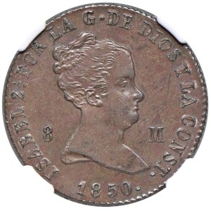 Foreign coins - Isabella II (1833-1868) Jubia - 8 Maravedìs 1850 - Cal....