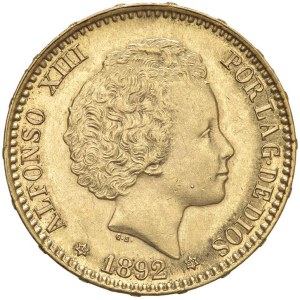 Foreign coins - Alfonso XIII (1886-1931) 20 Pesetas 1892 (1892) - Fr. 3...