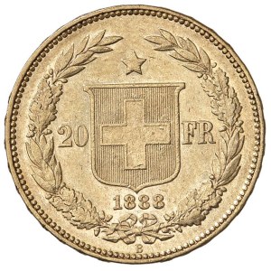 Foreign coins - SVIZZERA 20 Franchi 1888 - Fr. 497 AU (g 6,44) RRR...