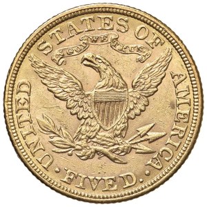 Foreign coins - USA 5 Dollari 1908 - KM 101 AU (g 8,40) Segni da contat...