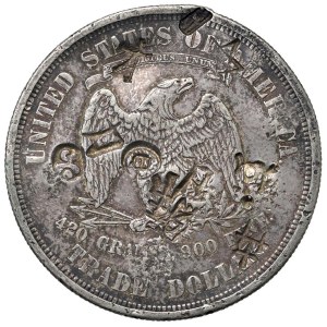 Foreign coins - USA Trade Dollar 1876 - KM 108 AG (g 27,26) Chopmarks...