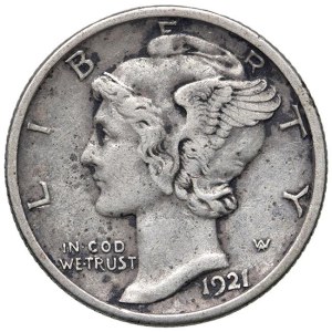 Foreign coins - USA Dime 1921 D - KM 140 AG (g 2,50) RR...