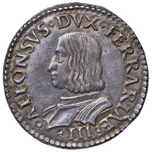 Italian coins - FERRARA Alfonso I (1505-1534) Quarto col busto imberbe ...