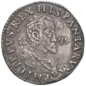 Italian coins - MILANO Filippo II (1556-1598) Scudo 1579 con data sia a...