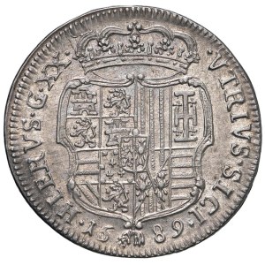 Italian coins - NAPOLI Carlo II (1674-1700) Tarì 1689 D/HIS R/SICI - Ma...