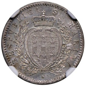 Italian coins - SAN MARINO 50 Centesimi 1898 - Gig. 29 AG In slab NGC M...