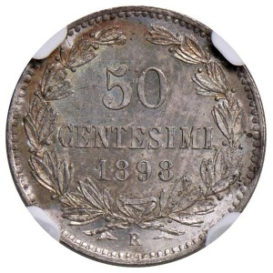Italian coins - SAN MARINO 50 Centesimi 1898 - Gig. 29 AG In slab NGC M...