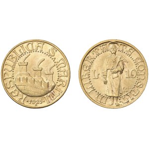 Italian coins - SAN MARINO 20 e 10 Lire 1925 - Gig. 1, 2 AU (g 6,47 + 3...