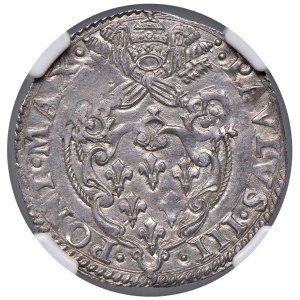 Papal coins - Paolo III (1534-1549) Giulio - Munt. 56 AG In slab NGC ...