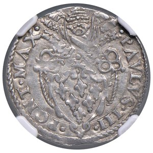 Papal coins - Paolo III (1534-1549) Grosso - Munt. 65 AG In slab NGC ...