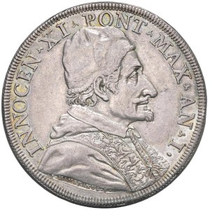 Papal coins - Innocenzo XI (1676-1689) Piastra A. I - Munt. 41 AG (g ...