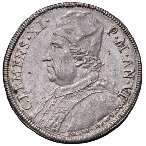Papal coins - Clemente XI (1700-1721) Piastra A. VI - Munt. 47 AG (g ...