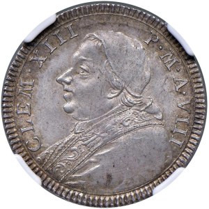 Papal coins - Clemente XIII (1758-1769) Quinto di scudo o doppio giul...