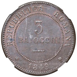 Papal coins - Seconda repubblica romana (1848-1849) 3 Baiocchi 1849 -...