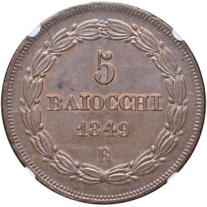Papal coins - Pio IX (1846-1878) 5 Baiocchi 1849 A. IV - Nomisma 755 ...
