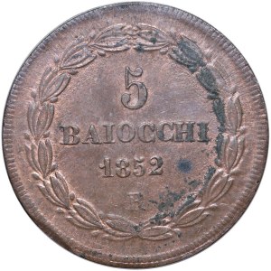 Papal coins - Pio IX (1846-1870) 5 Baiocchi 1852 A. VII - Nomisma 769...