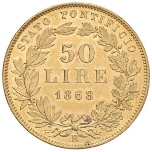 Papal coins - Pio IX (1846-1878) 50 Lire 1868 A. XXII - Nomisma 840 A...