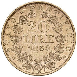 Papal coins - Pio IX (1846-1870) 20 Lire 1866 A. XXI - Nomisma 844 AU...