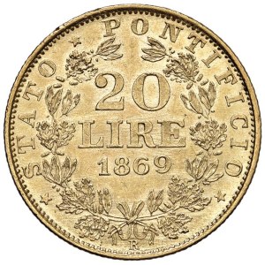 Papal coins - Pio IX (1846-1870) 20 Lire 1869 A. XXIV - Nomisma 850 A...