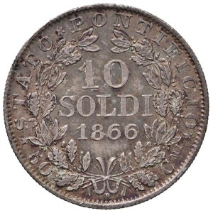 Papal coins - Pio IX (1846-1870) 10 Soldi 1866 A. XXI - Munt. 54 AG (...