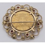 Jewellery - 1960s yellow gold brooch and small rubies. Coin ...