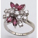 Jewellery - White gold ring with brilliants ct.1.30 approx.,rubies...