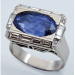 Jewellery - White gold ring with diamonds ct.1 approx. and sapphire ...