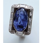 Jewellery - White gold ring with diamonds ct.1 approx. and sapphire ...