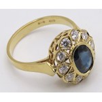 Jewellery - Yellow gold ring with central sapphire ct. 2 approx. and...