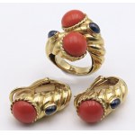 Jewellery - Parure consisting of yellow gold ring and earrings with...