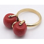 Jewellery - Yellow gold ring with corals. Size 18 gr.10.30...