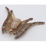 Jewellery - Rose gold brooch with old-cut diamonds, rubies,...