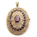 Jewellery - Pierced red gold pendant brooch with garnets gr.1...