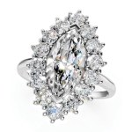 Jewellery - White gold and diamond ring. In the center, diamond co...